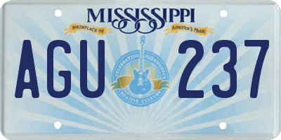 MS license plate AGU237