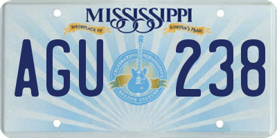 MS license plate AGU238