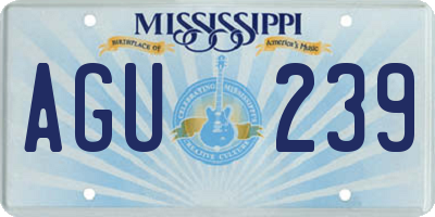 MS license plate AGU239