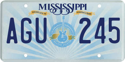 MS license plate AGU245