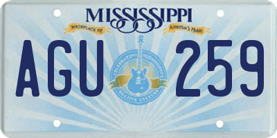 MS license plate AGU259
