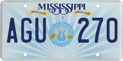 MS license plate AGU270