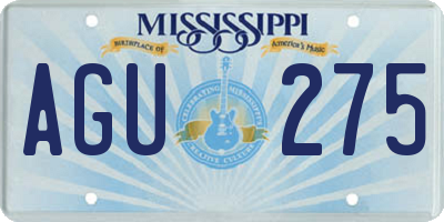 MS license plate AGU275