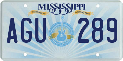 MS license plate AGU289