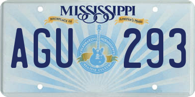MS license plate AGU293