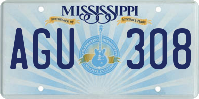MS license plate AGU308
