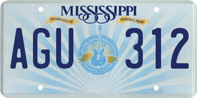MS license plate AGU312