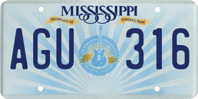 MS license plate AGU316