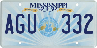 MS license plate AGU332