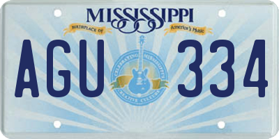 MS license plate AGU334