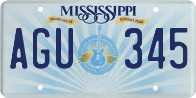 MS license plate AGU345
