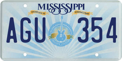 MS license plate AGU354