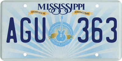MS license plate AGU363