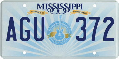 MS license plate AGU372
