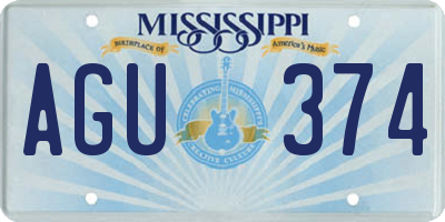 MS license plate AGU374
