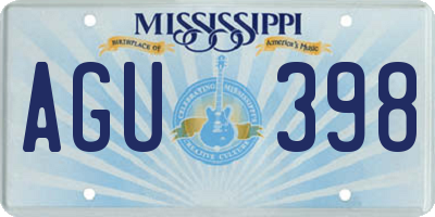 MS license plate AGU398