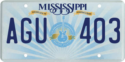 MS license plate AGU403