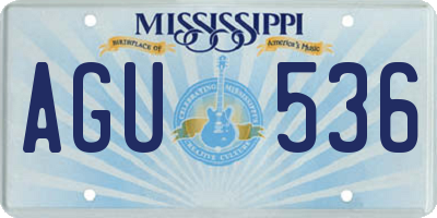 MS license plate AGU536
