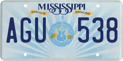 MS license plate AGU538