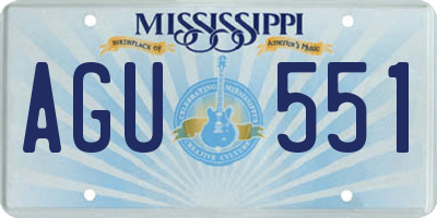 MS license plate AGU551