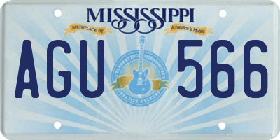 MS license plate AGU566