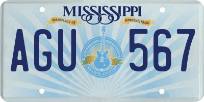 MS license plate AGU567