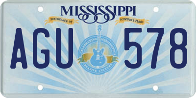 MS license plate AGU578