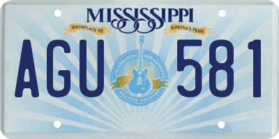 MS license plate AGU581