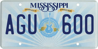 MS license plate AGU600