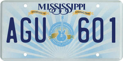 MS license plate AGU601
