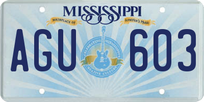 MS license plate AGU603