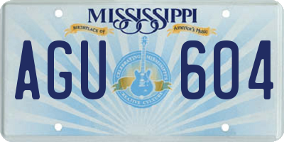 MS license plate AGU604