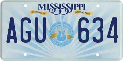 MS license plate AGU634