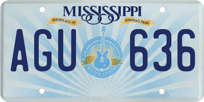 MS license plate AGU636