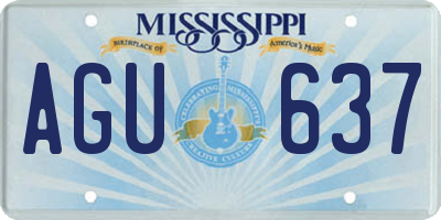 MS license plate AGU637
