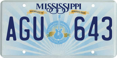 MS license plate AGU643