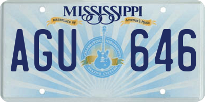 MS license plate AGU646