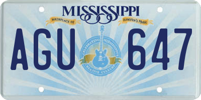MS license plate AGU647