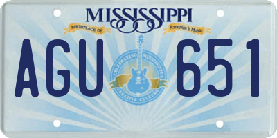 MS license plate AGU651