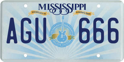 MS license plate AGU666