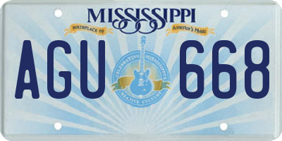 MS license plate AGU668