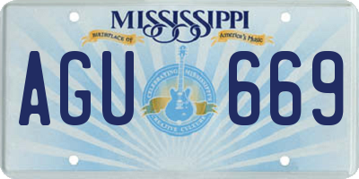 MS license plate AGU669