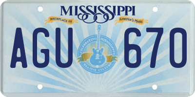 MS license plate AGU670