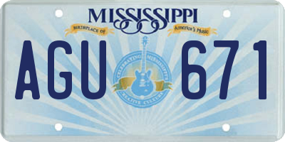 MS license plate AGU671