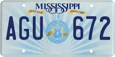 MS license plate AGU672