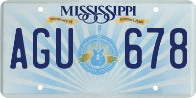 MS license plate AGU678