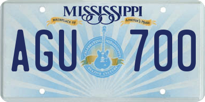 MS license plate AGU700