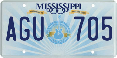 MS license plate AGU705