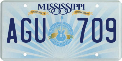 MS license plate AGU709