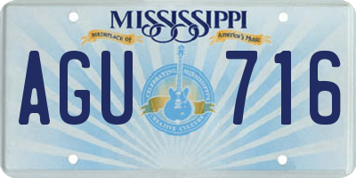 MS license plate AGU716